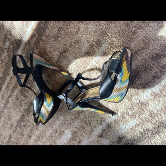 Anne Michelle 5 inch heel leather top & multicolor heel/ platform - size 9 - Picture 15 of 17